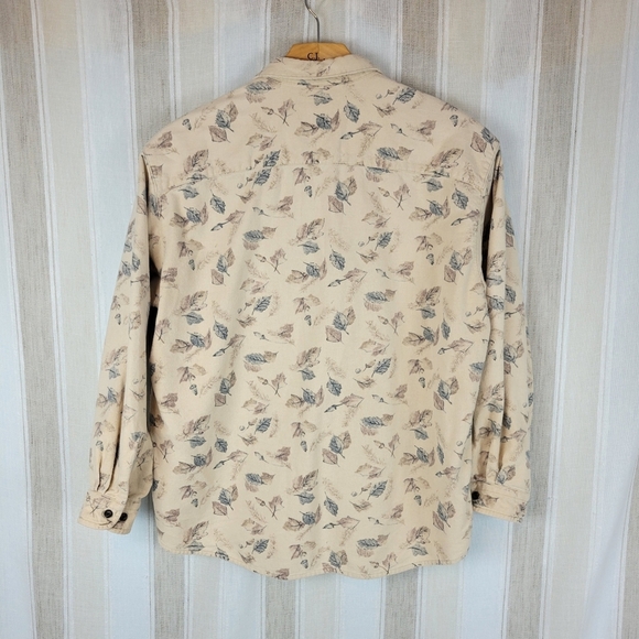 Vintage Woolrich 100% Cotton Button Down Shirt Flannel Size Large Leaves Neutral - Picture 8 of 8